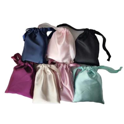 China Dust Proof Satin Drawstring Gift Bags Custom Fabric Candy Silk Storage Pouch Small for sale