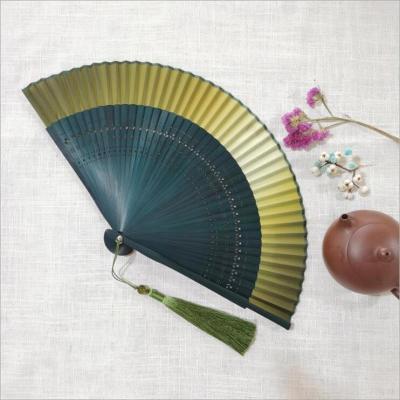 China Promotional Gift And Folding Asian Bamboo Fan Fan Hand Craft Customize Logo And Color Classic Antiqued Fan for sale