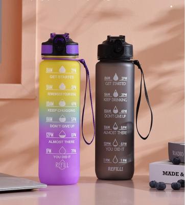 China Custom Outdoor Sports Straw Bottle Cup 1L Tritan Logo Color 32oz Modern Plastic Fitness Bottle Travel Rising Cup for sale