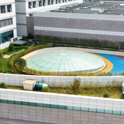 China HEWEI Modern Custom Building Heat Insulated Glass Roof PVB Laminated Tempered Glass Roof Dome for sale