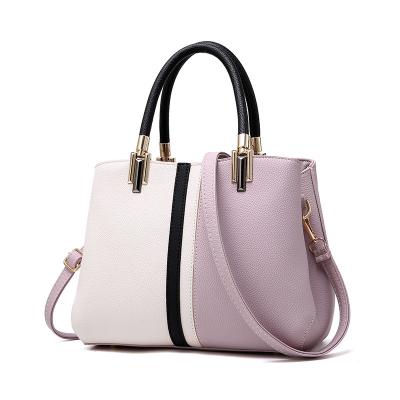 China Other New Trend Soft Shoulder Strap Fashion Contrast Color PU Leather Ladies Handbag for sale