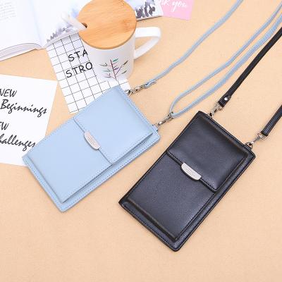 China The Other Factory Wholesale Direct Mini Portable Fashion Wallet Mobile PU Phone Bag With Shoulder Strap for sale