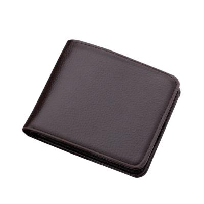 China Factory direct sale solid color portable and compact men's genuine leather wallet for sale