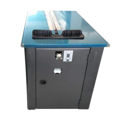 China Semi-automatic food high motor double table carton packaging pp thermal strapping machine for box for sale