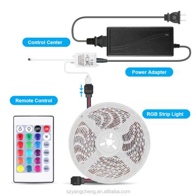 China Flexible LANDSCAPE 5M/Box RGB LED Strip Lights Kit 5050 150LEDs IP65 LED Strip +24 Keys IR Controller + 12V 5A Power Remote Adapter for sale