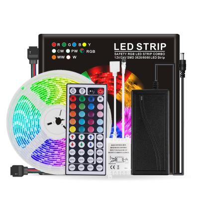 China Full Set LANDSCAPE 16.4ft 5M RGB LED Strip Lights/5050 Kit 5050 Keys Power Adapter Flexible Remote Controller 300LEDs IP65 44 IR for sale