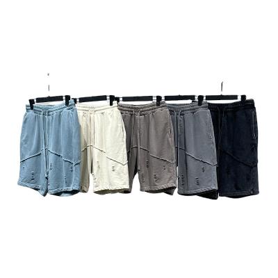 China 2022 Anti-wrinkle 380gsm short pants for men quality man shorts destroyed washed 380 gsm boys shorts for sale