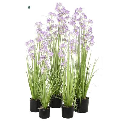 China Real Touch Natural Artificial Greenery Plants Touch Allium Grass With Pot For Home Decor for sale