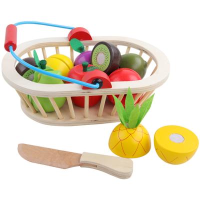 China Kids Learning Toy Hot Selling Wooden Fruit Toy Set Cutting Vegetable Toy With Basket Kitchen Toys Play Set For Kids And Children for sale