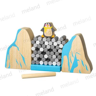 China Educational Toy Wooden Penguin Wall Stacking Building Toys Parent-child Building Games Children's Toys Interactive Blocks for sale