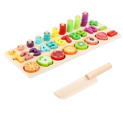 China DIY TOY 3 in 1 Wooden Kids Montessori Counting Early Learning Math Fruit Cutting Kitchen Educational Toys for sale