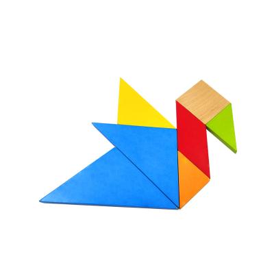 China DIY PLAY 2021 High Quality Colorful Wooden Kids Puzzles Educational Toy Tangram for sale