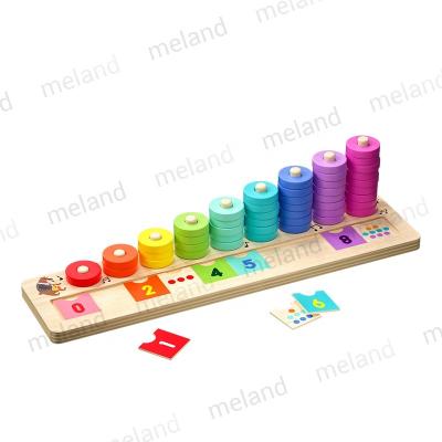 China Eco-friendly Material Math Toys Children Educational Wooden Toys 2 In 1 Count Numbers Matching Digital Shape Board Puzzle Toy for sale