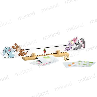 China Educational Wooden Toy Tug Children Kids Educational War Game Toys with Rabbit and Carrot Flash Cards for sale