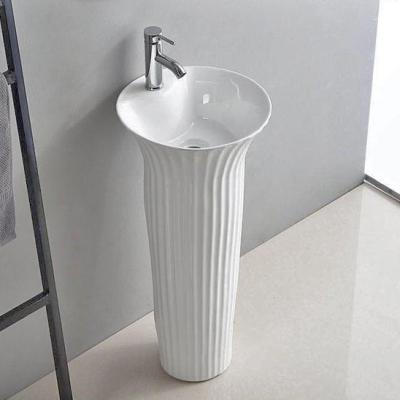 China Modern High Grade Sanitary Ware Hand Wash Bathroom Floor Standing Sink Ceramic Pedestal Sink for sale