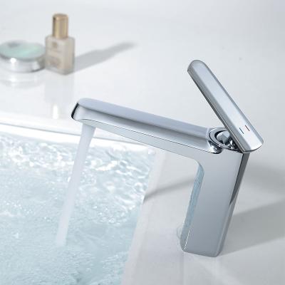 China High Quality Modern Faucets Chrome Cold Water Metered Brass Hot Deck Mounted Bathroom Basin Faucet Mixer Water Tap for sale