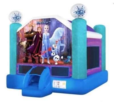 China 0.55mm PVC Tarpaulin Snow Queen Commercial Inflatable Carnivals Ice Princess Frozen Bouncy Castle Bouncer House With Combo Slide For Kids for sale