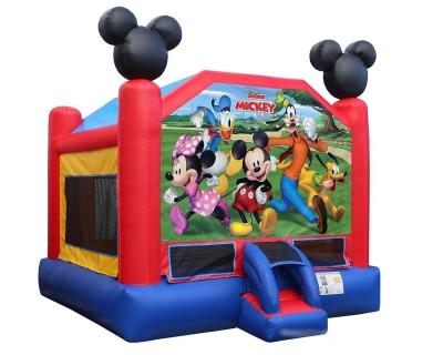 China Commercial 0.55mm PVC Tarpaulin Mickey Mouse Bouncy Castle Bouncer Inflatable House With Combo Slide For Kids for sale