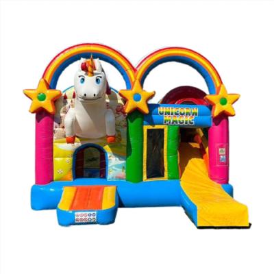 China PVC 0.55mm Tarpaulin Outdoor Combo Bounce House Bunny Castle Multiplayer Unicorn With Jumping Slide for sale