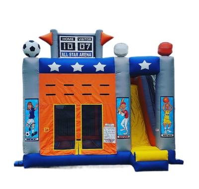 China Hot Selling 2022 PVC Tarpaulin 0.55mm Bounce House All Star Sports Arena Side Slide Combo Inflatable Jumping Castle for sale