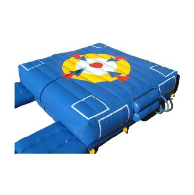 China PVC 0.55mm Tarpaulin 25X25X6Ft Stunt Mat Air Bag Landing Rider Inflatable Blue Arrow Pad Jumping Airbag For Extreme Sport Games for sale