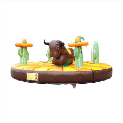 China Riding Bull Rider Interactive Games Inflatable 0.55mm PVC tarpaulin PVC tarpaulin adult kids inflatable traction riding pull pro western for sale