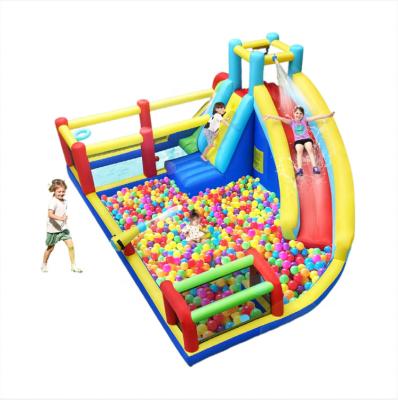 China Popular Inflatable Fun Zone Backyard PVC 0.55mm Tarpaulin Playground Water Park Wild Games With Inflatable Pool Slide for sale