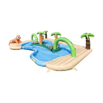 China 0.55mm PVC Tarpaulin Commercial Inflatable Water Park Outdoor Inflatable Pool Islands Water Boat World Jungle For Kids for sale