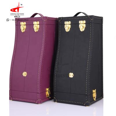 China Customisied Handmade Elegant Personalize Unique Wood Storage Box Luxury Leather Wine Box for sale