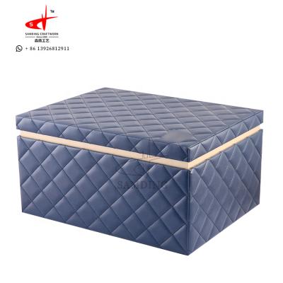 China Handmade Navy Perfume Box Luxury Custom Leather Packaging for sale