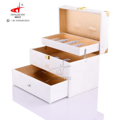 China High End Customized Pretty White Leather Drawer Bracelet Boxes Packaging Jewelry Gift Box for sale