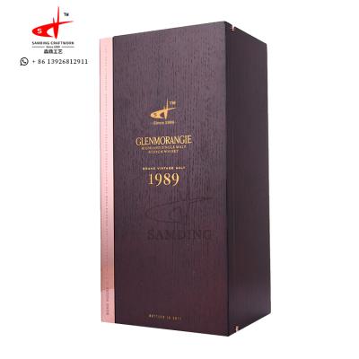 China Simple Luxury SAMDING laser logo oak wood wine box factory handmade gift packing box for sale