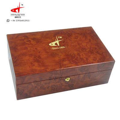 China SAMDING Wooden Box With Dividers Custom Brown Wooden Jewelry Box for sale