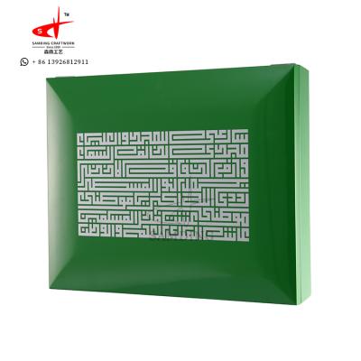 China Handmade Green Glossy Food Box Dates Rectangle Wood Custom Box For Dates for sale