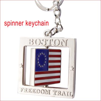 China Freedom Trail Promotional Metal Souvenirs Spinner USA USA Boston Tourism Gift Key Chain With USA Flag for sale