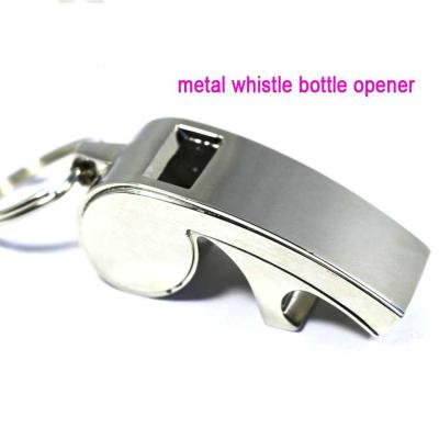 China Luxury Silver Promotion Referee Sport Gift Whistle With Bottle Opener Function Metal Key Chain With Lanyard for sale