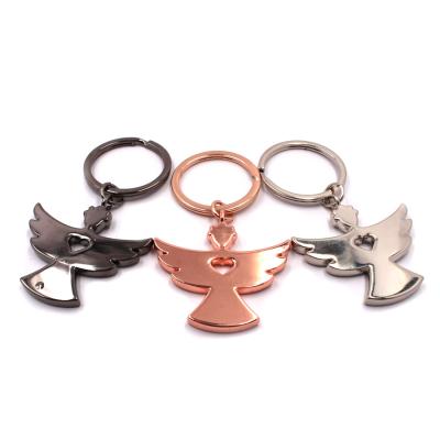 China Rose Gold Christening Guardian Angel Black Cute Environmental Protect Angelhood Key Chain Holder for sale