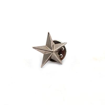 China Europe Manufacturers Custom Silver 3D Star Shape Badge Pin With Butterfly Pin for sale