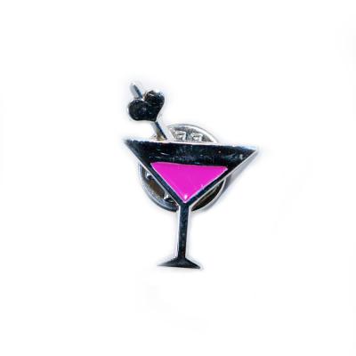 China Custom China Rose Wine Glass Cocktail Lapel Pin Creative Metal Badge Souvenir For Promotional Gift for sale