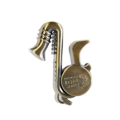 China Promotion Metal Musical Instrument Opener For Souvenir Gift, Antique 3D Saxophone Shape Bottle Opener Custom for sale