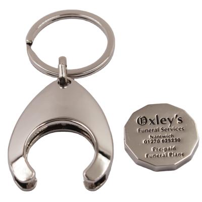 China China Factory Made 23mm Engraving Shopping Trolley Coin Holder Key Chain With Keyring For Euro Supermarket for sale