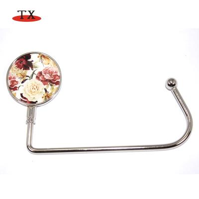 China China Custom Flower Epoxy Sticker Logo Handbag Purse Bag Hanger Hook for sale