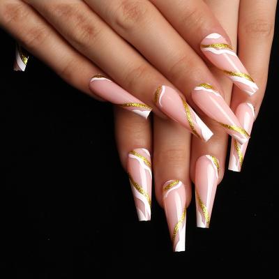 China JP0108 24pcs Eco-friendly Material Coffin Artificial Nails Press On Nails False Finger Nail For Women for sale