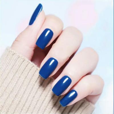 China JP0815-Y02 3D Wholesale Square 24pcs Blue Glossy Fake Nails High Press On Nails For Girl for sale