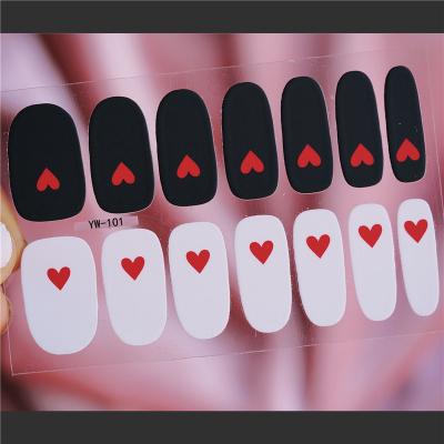 China Nail Art Designs Stick On 100% Real Nail Art Designs Nail Polish Strips Waterproof Popular Hearts YW081-120 for sale