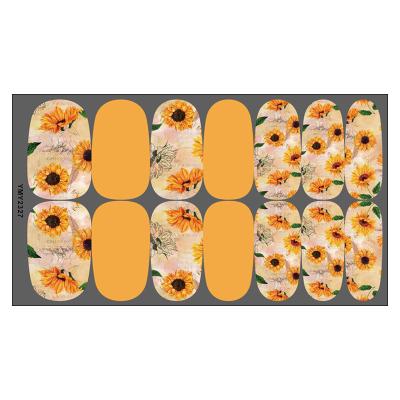 China Hot Sale Sunflower Full Cover Nail Stickers 100% Durable Nail Polish Strips Wraps for sale