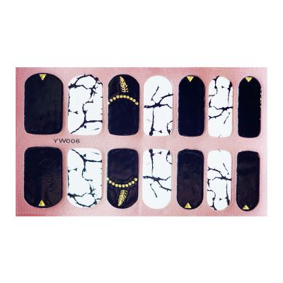 China ZK-YW006 3D Waterproof Gold Durable Marble Design Nail Polish Wraps Hot Stamping Non-Toxic Sticker for sale