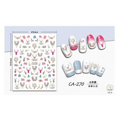 China Beautiful Sika Deer 2D Sticker Super Sticky Self Adhesive Nail Art Special Process CA261-270 for sale