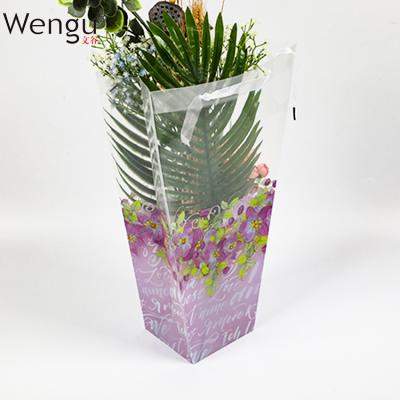 China New Design Recyclable Sliver Handle Eco Friendly Plastic PP Paper Bag For Flower Bouquet for sale