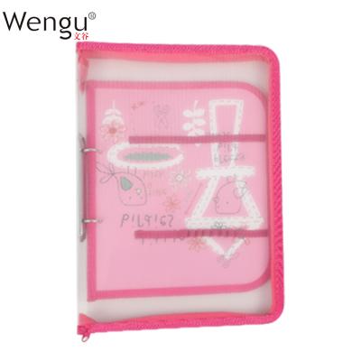 China Wholesale Custom Printing Good Quality PP A4 Size Transparent Zipper 2 Ring Binder From PP Shenghua Manufacture for sale